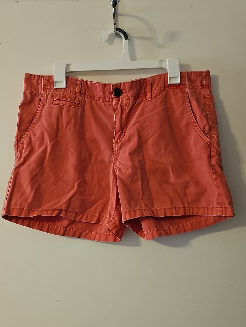 Merona Salmon Pink Coral Flat Back Pocket Shorts 4" Inseam Size 14